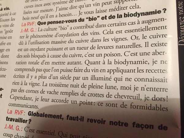 Question sur la biodynamie à <a href="/GuffensWine/">Guffens</a> dans le dernier <a href="/LaRVF_mag/">La Revue du vin de France</a>
Putain je me marre encore…Trop bon 😉