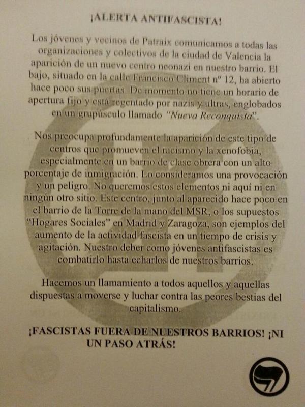 gatalopez_'s tweet photo. ALERTA ANTIFEIXISTA http://t.co/JcbL7Zwk79