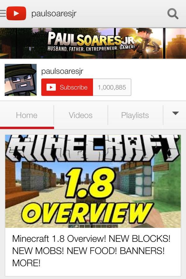 MinecraftMom247's tweet image. Congrats to @paulsoaresjr for 1M subs! So well deserved! #proudwife