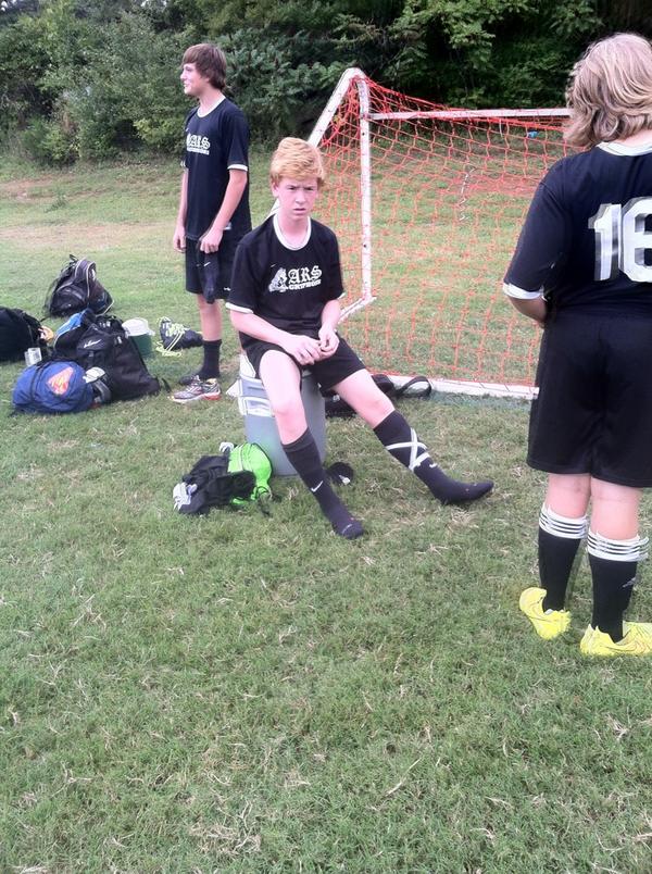 Gryphons_Soccer's tweet image. Photo from today's game: Dylan Sutton gets ready to play