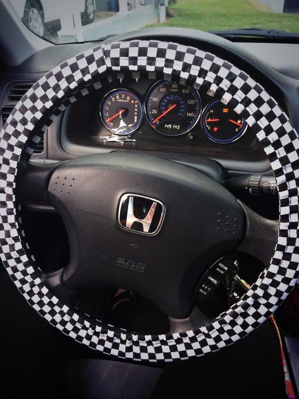 alisha_dykes's tweet photo. Shoutout to @JulieWatts513 for being the best and getting me this wonderful steering wheel cover! 🏁 #startswiths 😂 http://t.co/6jzwfQaUJI