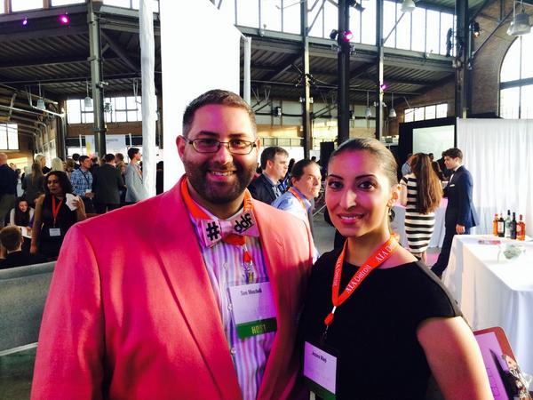 JBmarketer's tweet photo. @S_Moschelli rockin' the #DDF2014 bow tie @AIADetroit Celebration of Architecture with @1DetroitCenter http://t.co/e8zUc1J91E