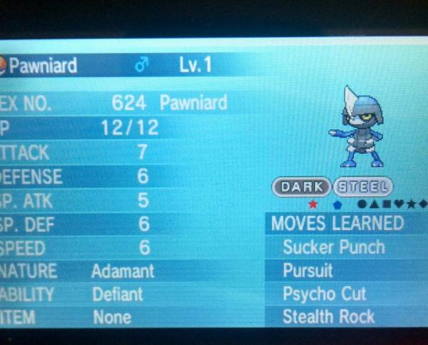 Shiny_AlphaDoU's tweet image. 6IV Shiny Pawniard with 4 EMs Giveaway! RT to enter. Ends 10/1.