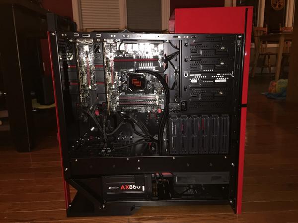 Mark_Hanlon's tweet photo. My @AMDRadeon FX9590, R9 285 x 2 @JohnByrneCSO @MAINGEAR rig from #AMD30Live! event is here.  Loving it!  @AMD ROCKS! http://t.co/1CC6Oc8z7q