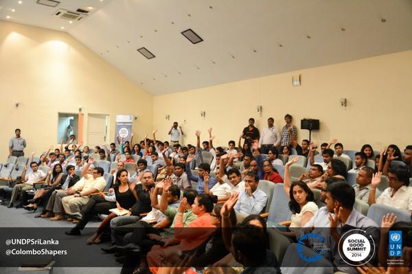 UNDPSriLanka's tweet photo. "Raise your hands if you want another youth meetup like this!" #SGS2014 #LKA youth meetup pics:http://t.co/5aNNzbD0eT http://t.co/rpUMhedfWD