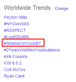 Wah “<a href="/ndorokakung/">Ndoro Kakung</a>: wah #ShameOnYouSBY jadi trending topic dunia. sah! ”