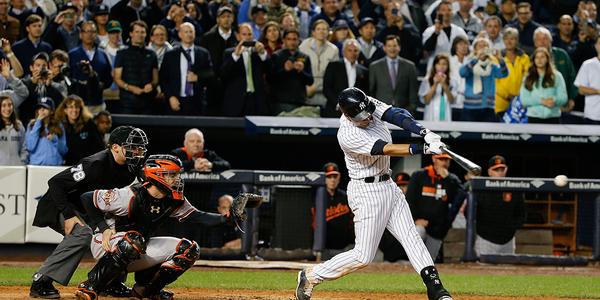 MLB's tweet photo. The #walkoff hit. Frozen in time. #FarewellCaptain http://t.co/aPu0CXQPP5
