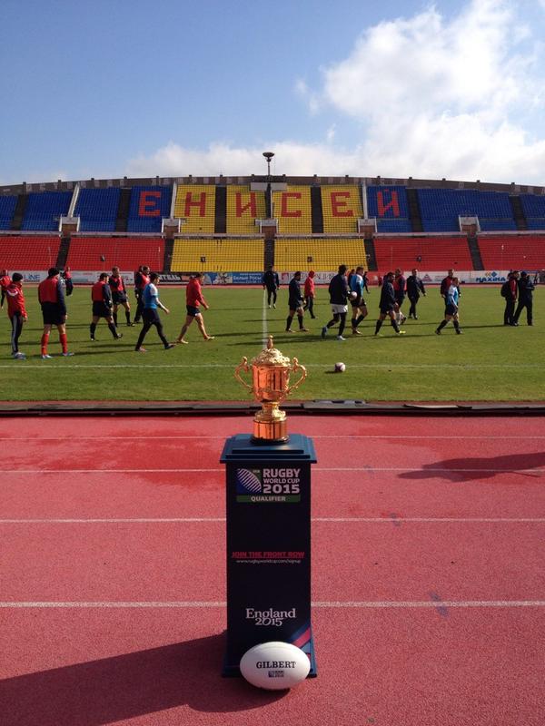 Sunny day in Krasnoyarsk for the captain runs of RWC15 qualifier Russia v Uruguay #RWC2015