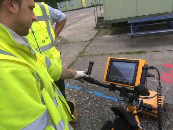 New HQ for 618 came a step closer today with <a href="/Subscantech/">PAS128 Mapping</a> guys doing a utility survey of our site .