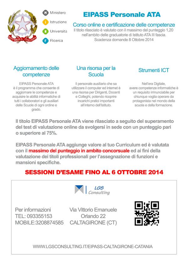 #Ata #graduratorie #eipass #scadenza #catania #caltagirone #patente #computer
