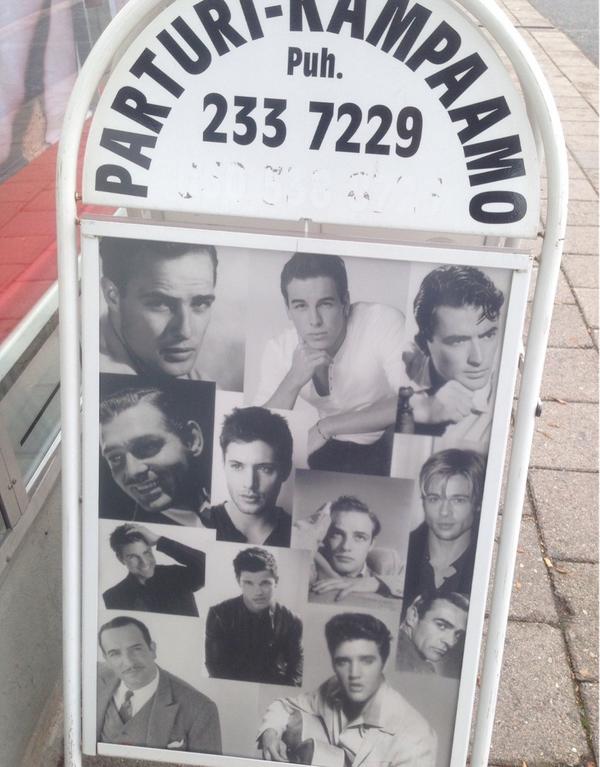 TheAlPitcher's tweet photo. Got my haircut in this hairdressers in Finland , only because all these famous people had. #puh #trueadvertising http://t.co/Caeifa7HLt