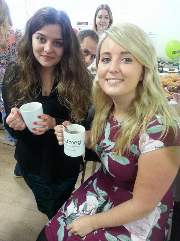 Variant_4's tweet image. Rachel &amp;amp; Zara enjoying their coffee for @AnthonyNolan, thanks for the donations girls! Did you have fun @Clickwork7?