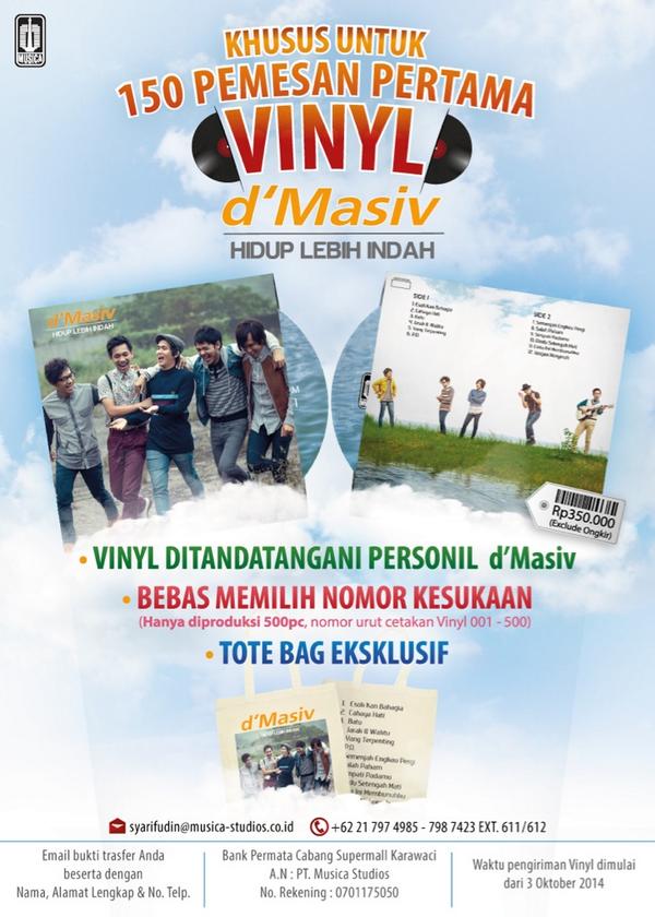 Kini kamu Masivers bisa memesan Vinyl #HidupLebihIndah @dmasivband