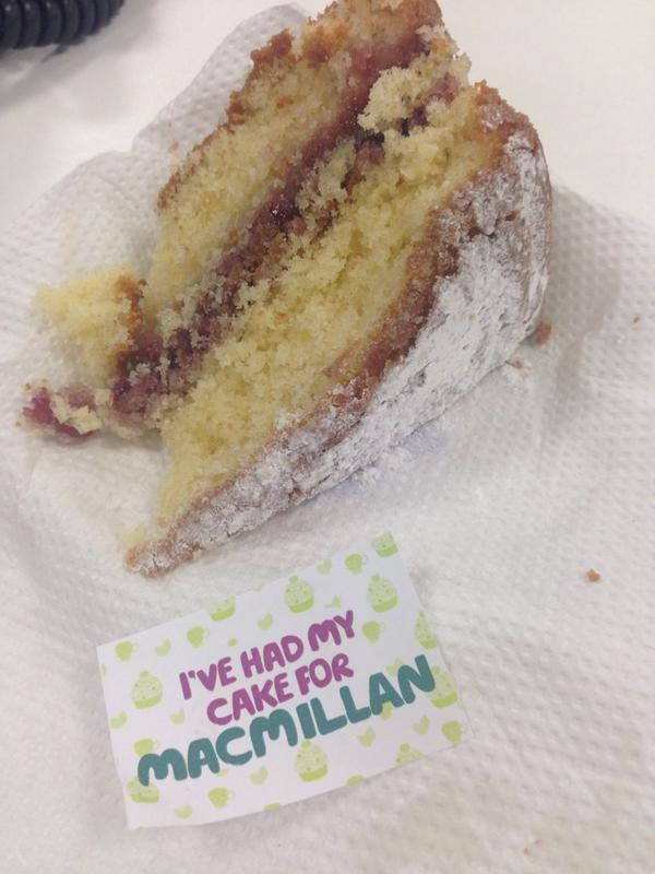JayneyTweets's tweet photo. Doing my bit for #MacmillanCoffeeMorning here at #DHCNHS
Great cake for a great cause. http://t.co/lv079Q6Gue