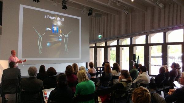 CarinaMJ's tweet photo. Day 3: Experience Director Myllykoski talking about the  dramaturgy in service of exhibition making. #icee2014 http://t.co/KOMuia9LMp
