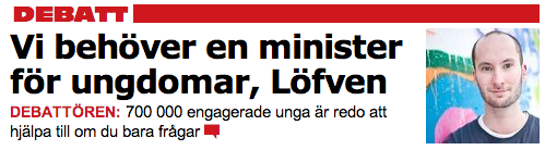 ABDebatt's tweet photo. "Vi behöver en ungdomsminister, Löfven!" @felixkonig från @LSU_se ryter i från:
http://t.co/1Ovcoh9Yj0
#svpol #abval http://t.co/iVcRsh1W5u