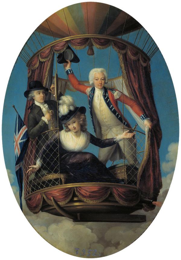 museodelprado's tweet image. #Rigaud no refleja el vuelo de forma veraz, pues #Lunardi se bajó del globo ya que el sobrepeso impedía su ascenso