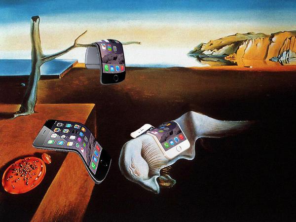 SkimzeeDotCom's tweet photo. @ComedyCentralUK #BendGate #iphone6 #iPhone6bend Dali's "The persistence of iPhone 6 memory" http://t.co/muqoiM2m2t