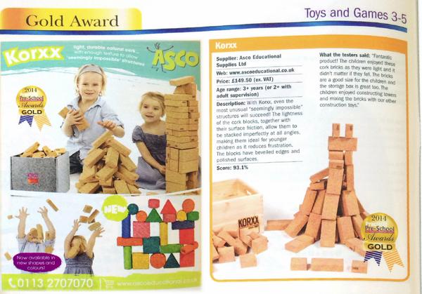 We're very pleased to announce that Asco have won Gold in the <a href="/PracPreSchool/">Practical Pre-School</a> Awards for the fantastic KORXX!