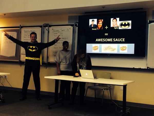 RJStelter's tweet image. RT @TaffiePoston: It&apos;s getting REAL... Batman showed up! #smbbootcamp