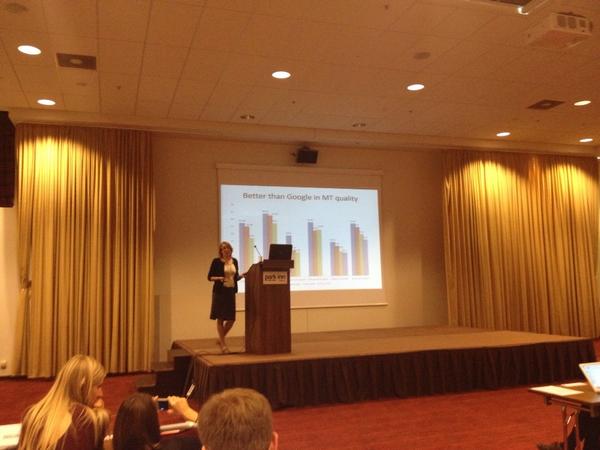 Inguna Skadiņa giving presentation about resent advances in Latvian language technology at Baltic HLT 2014