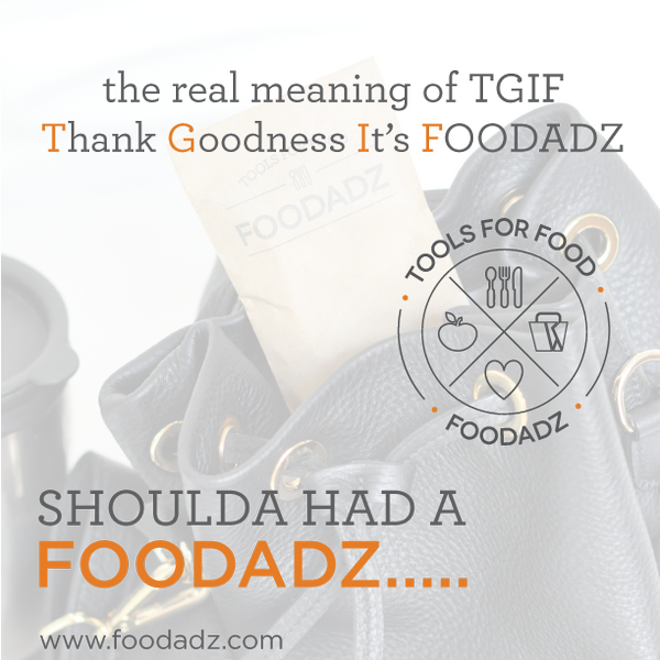 Foodadz's tweet photo. TGIF takes on a whole new meaning with FOODADZ! #foodadz http://t.co/q8HoWql8wS