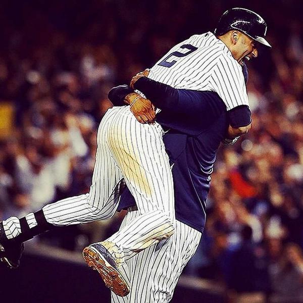 CC_Sabathia's tweet photo. Such an emotional night at Yankee Stadium! Derek you are my friend and
brother for life. #FarewellCaptain #RE2PECT http://t.co/qWzlSDLgMN