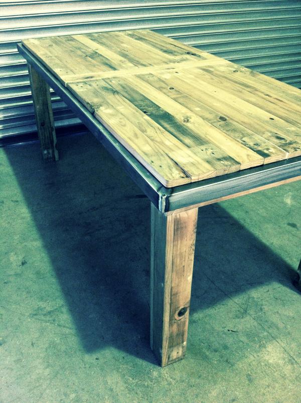recykal's tweet photo. @recykal: Square 4 seater, crafted from reclaimed wood and steel. Ground and sealed steel rim http://t.co/sALcKjQDYW http://t.co/fyugEosBzg