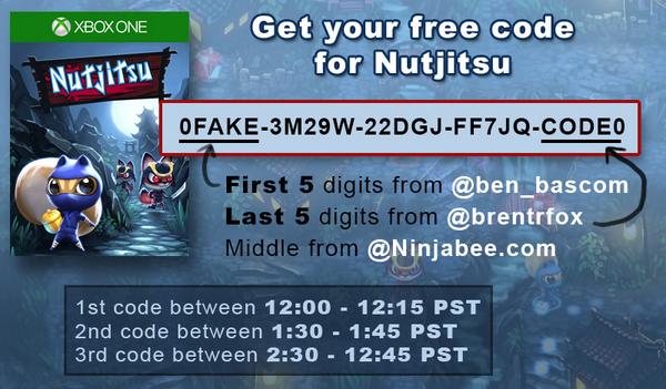 NinjaBeeGames's tweet photo. #FreeCodeFriday
Retweet before 1 pm PST this for a chance to win a free code
#Nutjitsu #XboxOne #FreeGameCode http://t.co/gzxC81MWP5