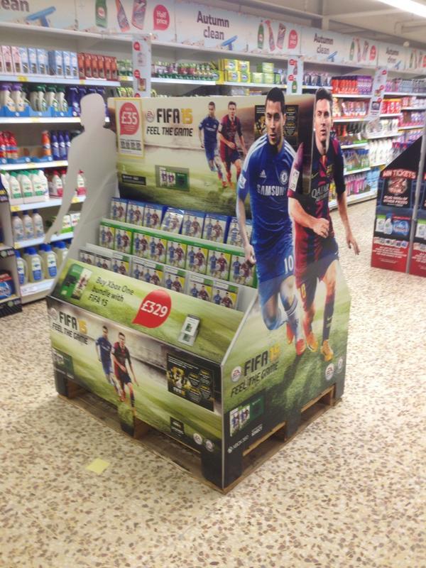 NenePackaging's tweet photo. It's launch day and our POS is looking great in stores!! #FIFA15Friday @EA http://t.co/pjJZL97Oy3