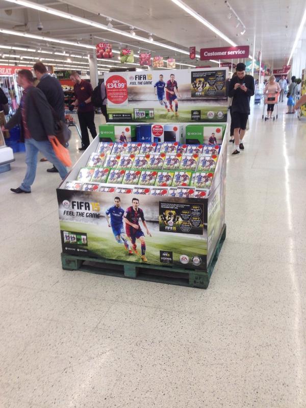 NenePackaging's tweet photo. It's launch day and our POS is looking great in stores!! #FIFA15Friday @EA http://t.co/pjJZL97Oy3