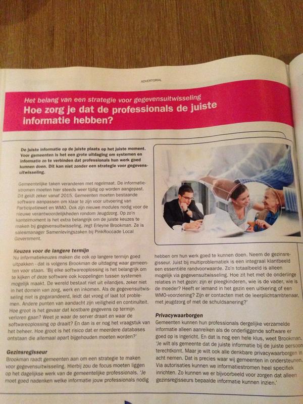 Hoe zorg je dat professionals de juiste informatie hebben? Lees mijn standpunt deze week in <a href="/BBnieuws/">Binnenlands Bestuur</a> #PinkRoccade