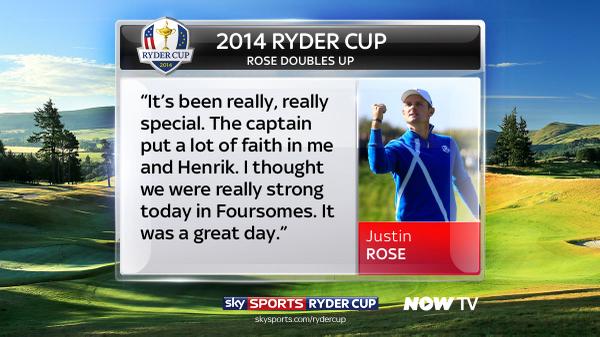 SkySportsGolf's tweet photo. How impressed were you with @JustinRose99 &amp; @henrikstenson today? Two points in the bag. #RyderCupOnSky http://t.co/LBQltq5dsb