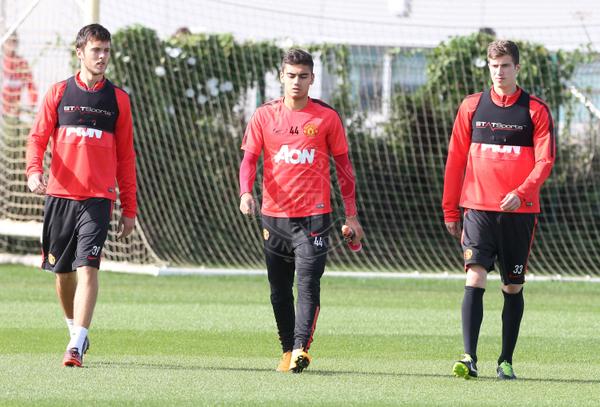 PIC: The next generation. Tom Thorpe, Andreas Pereira and Paddy McNair during Friday's first-team training.