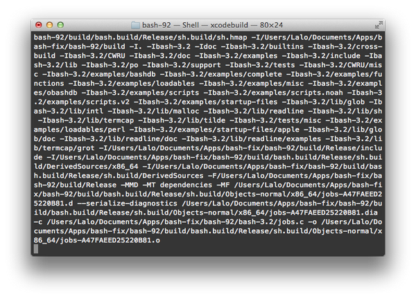 Tuxlink's tweet photo. Compilando bash-3.2 para Mac OS X #ShellShock. Si todo sale bien, explicaré rápidamente en un Post | Tuxlink http://t.co/od4I1Tt847