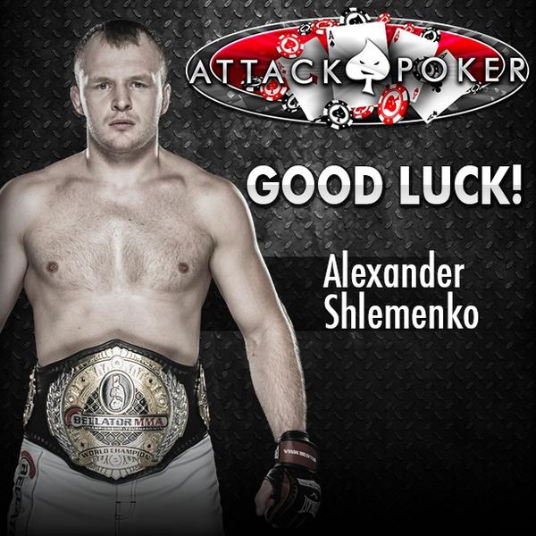 AttackPoker's tweet image. Don't miss #AttackPoker sponsored fighter @StormShlemenko defend his title Live @BellatorMMA 9/8C only on @SpikeTV