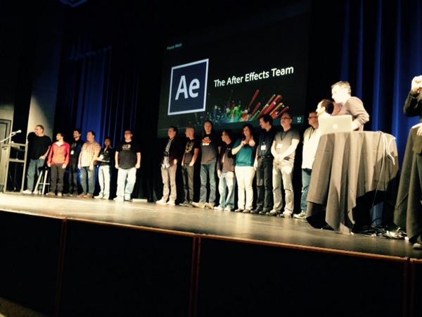 jcburns's tweet photo. COME OUT INTO THE LIGHT. IT WON'T HURT. “The @AdobeAE Design Team on Stage. #AEWorld #AEDreamTeam http://t.co/rkmTxBodYr”