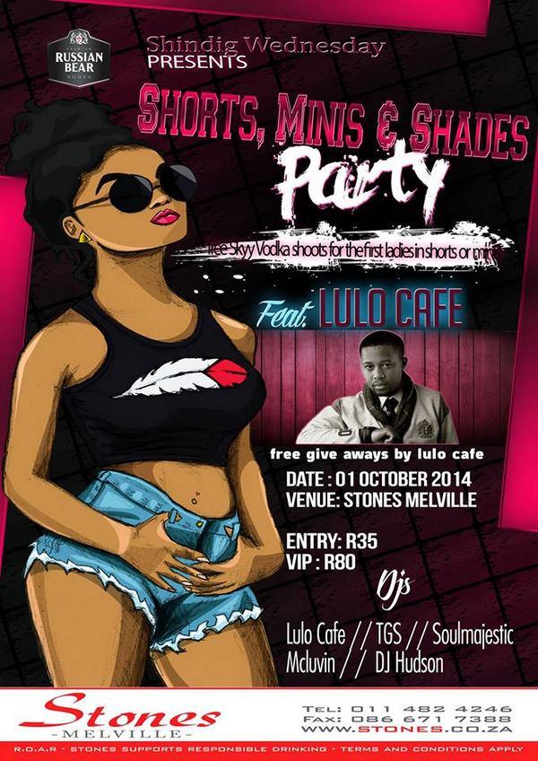 PARTY on Shindig Wednesday at <a href="/StonesMelville/">#ShakedownThursday</a> ft @LuloCafe ,Hudson, Soulmajestic, <a href="/TS_GreenHouse/">Thebe Samuel</a> and  <a href="/Dj_Macluvin/">DJ Macluvin</a>