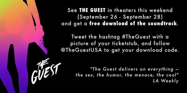 TheGuestUSA's tweet photo. See #TheGuest this weekend. Get the soundtrack. FREE. Details: http://t.co/dS66DpT7On http://t.co/gxQqycmVuA