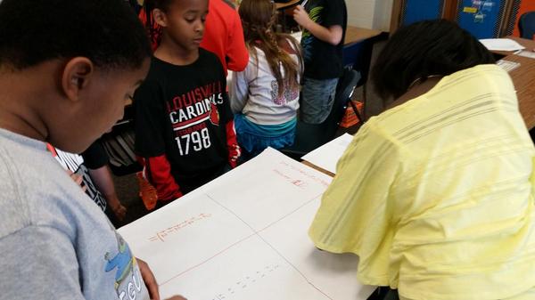 pmmullin's tweet photo. Practicing our math skills using the poster method! Hearing a lot of good discussions. http://t.co/85VekNd4rw