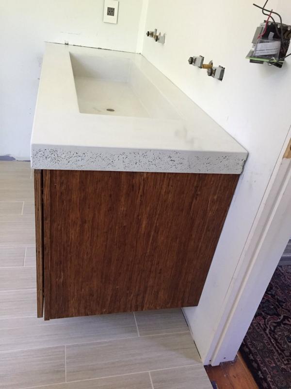 DesignArtemis's tweet image. Concrete sink on a mulberry cabinet
