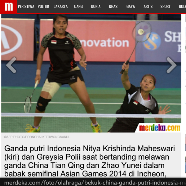 INDONESIAinLOVE's tweet photo. Indonesia Menang! Lolos ke Final Ganda Putri Bulutangkis #AsianGames2014 http://t.co/C3YVM8navM