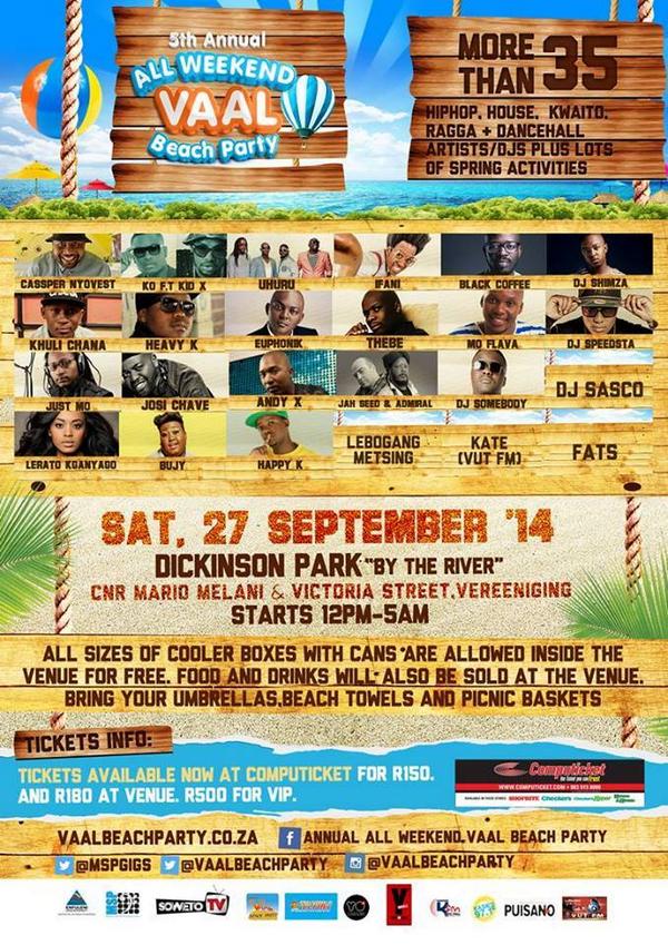 vaalbeachparty's tweet photo. TOMORROW #BigDay! Vaal Beach Party @ Dickinson Park by the River, Vereeniging. #VaalBeachParty | http://t.co/iyoE8l3beK