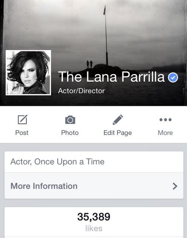 LanaParrilla's tweet photo. Hi, All! Trying to build the "OFFICIAL" Lana Parrilla fan page on Facebook! Could y'all help?! Plz visit &amp; LIKE! 💋❤️ http://t.co/uiJt2Zzd0Q