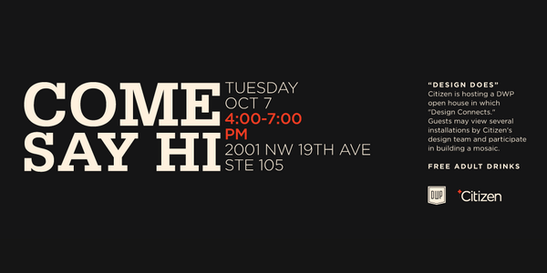 pluscitizen's tweet photo. Come say hi + enjoy free drinks at our @DesignWeekPDX open house. Oct 7 from 4-7 p.m. http://t.co/UuSSEZNyIJ