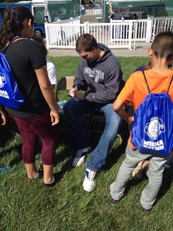 SSUMBBALL's tweet photo. Big Luke signing autographs during Sonoma State's "Tickets to Success". #ssubball #NomaNation #TicketsToSuccess http://t.co/qcH9J8KFrM