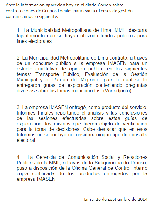 jsudaka's tweet photo. La respuesta de la @Munilima sobre lo de Imasen. Y esta es la guía del focus http://t.co/YKTph4j7AA http://t.co/oNvzu6GV7s