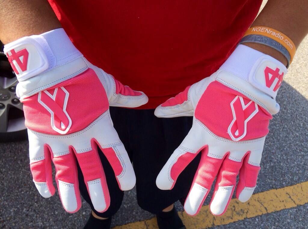 breast cancer awareness baseball gloves