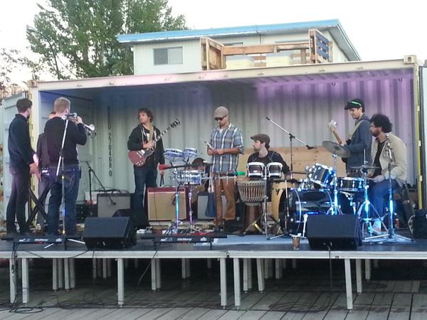 @freakmotif getting ready for a free concert at #containR.  Part of #yyc #culture days...#Sunnyside