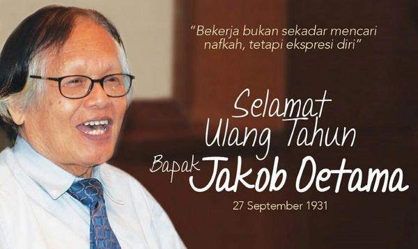 kompascom's tweet photo. http://t.co/HXaJsd66X8 mengucapkan Selamat ulang tahun #JakobOetama83 http://t.co/b9YrDWpM3d